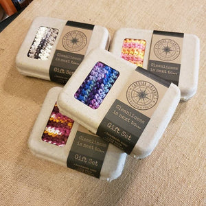 Sets of Sustainable Soap Gift Sets in an Eco-Friendly Box, Complete with a Hand-Crocheted Washcloth and Luxurious Artisanal Soap