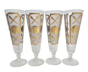 1960s Gold Champagne Glasses- Set of 4