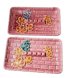 Set of Two 1950s Pink Ceramic Ashtrays/Catchalls